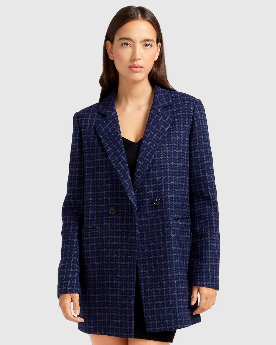 Belle & Bloom Women's Cambridge Oversized Wool Blazer in Blue - Premium Cozy Outerwear