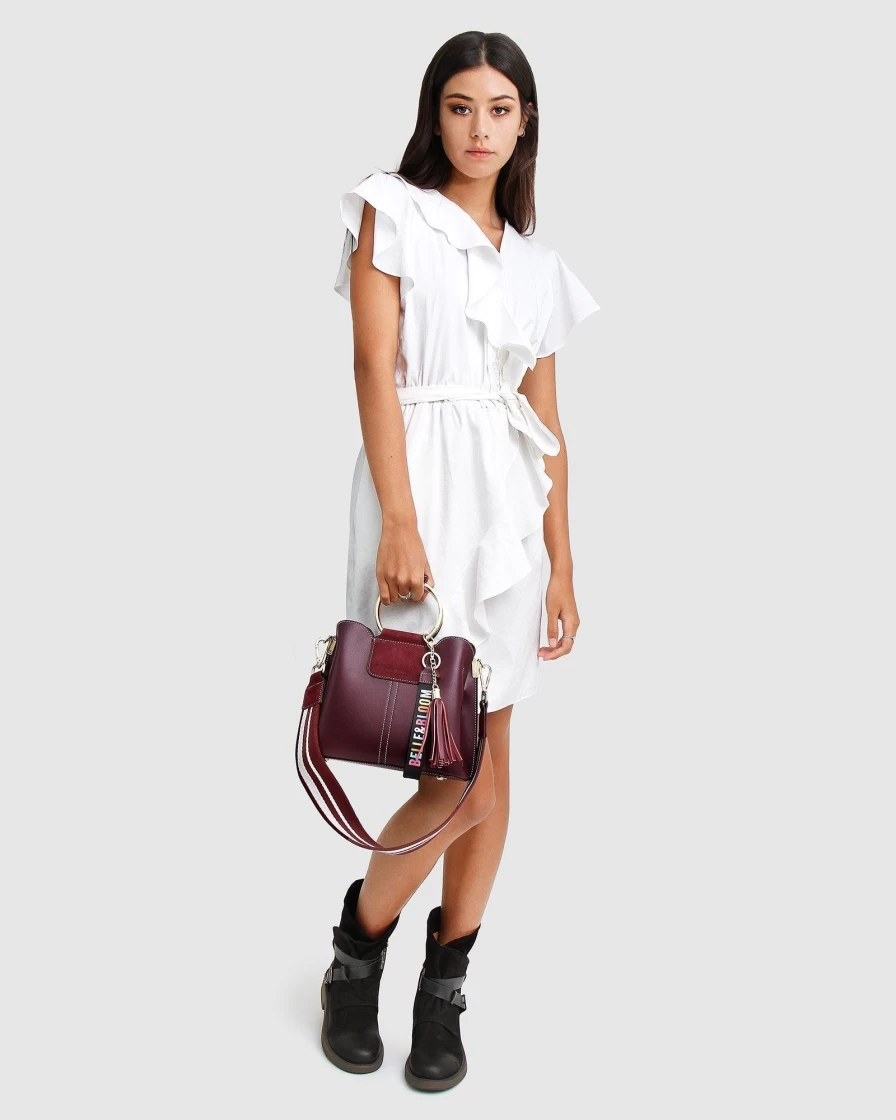 Belle & Bloom Women's Merlot Twilight Leather Crossbody Bag - Stylish & Elegant Handbag