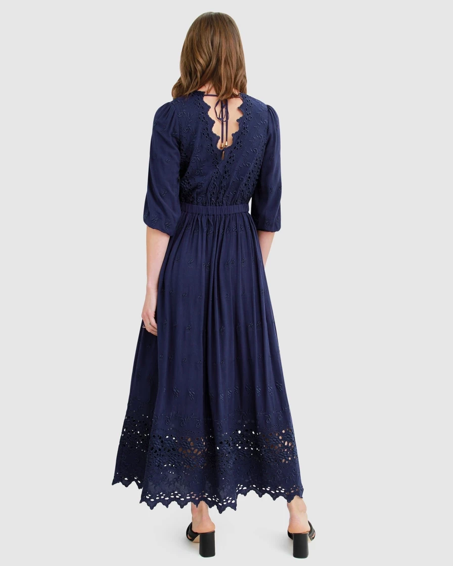 Belle & Bloom Women's Navy All Eyes On Me Midi Dress - Elegant Bodycon Style