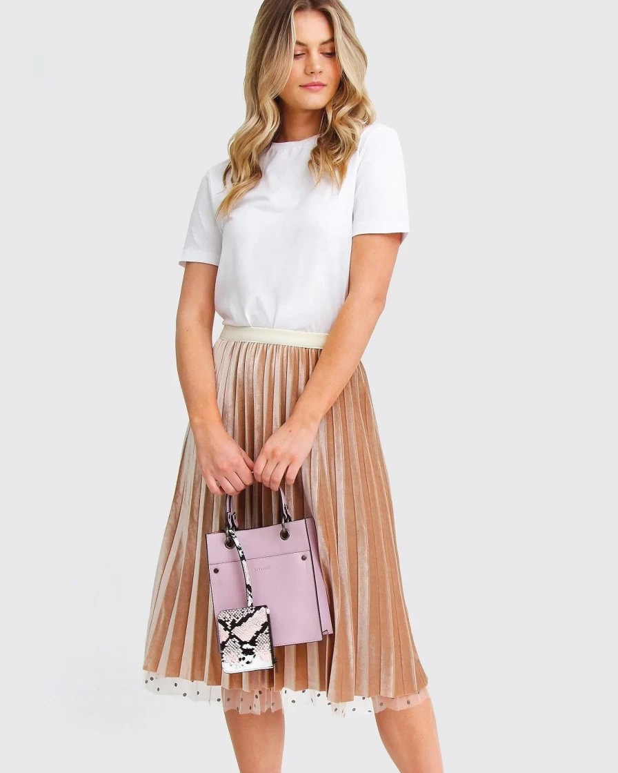 Belle & Bloom Women's Reversible Beige Skirt - Mixed Feelings Dual Wear Design