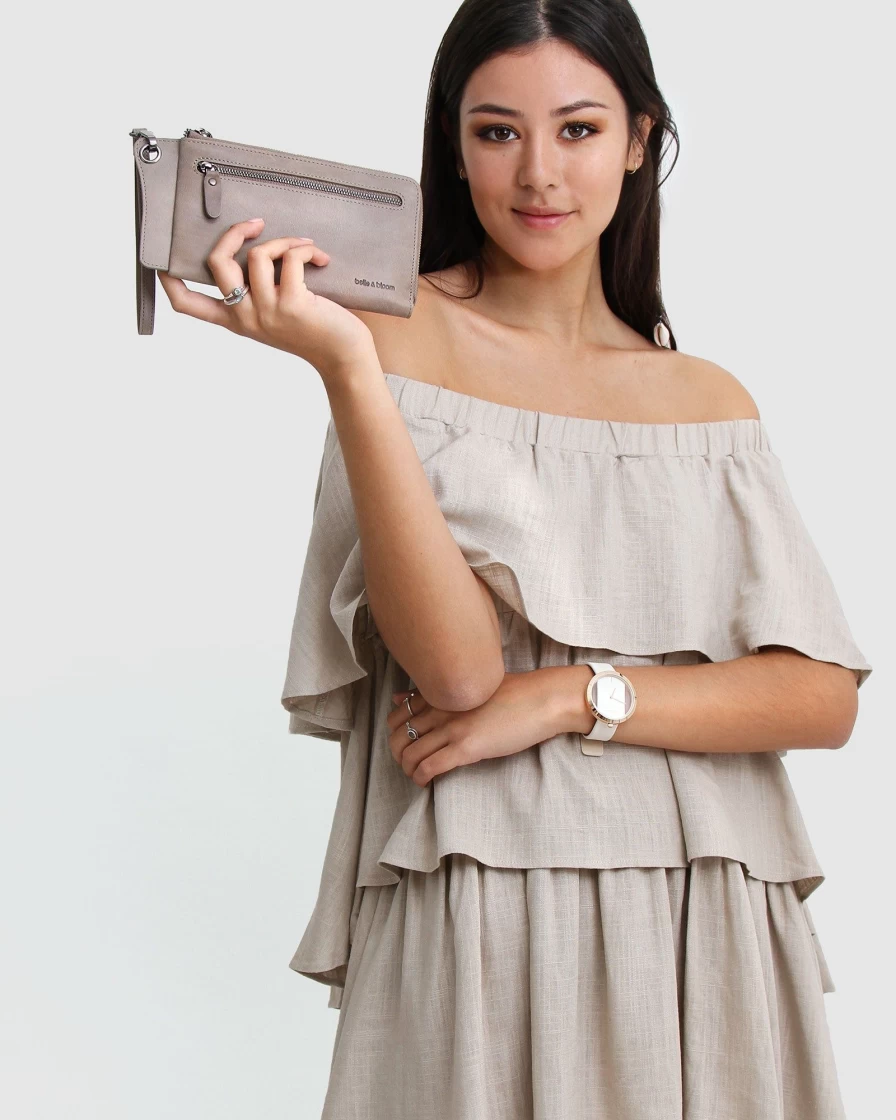 Belle & Bloom Women's Penelope Leather Wallet in Ash - Premium Ladies' Designer Wallet