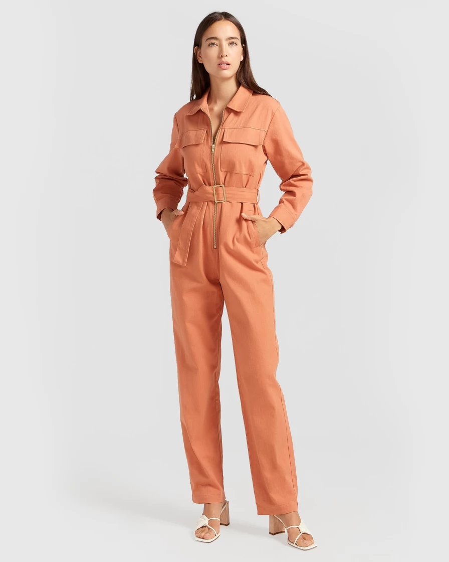 Belle & Bloom Women's Montana Utility Jumpsuit in Sienna - Stylish & Functional Overalls