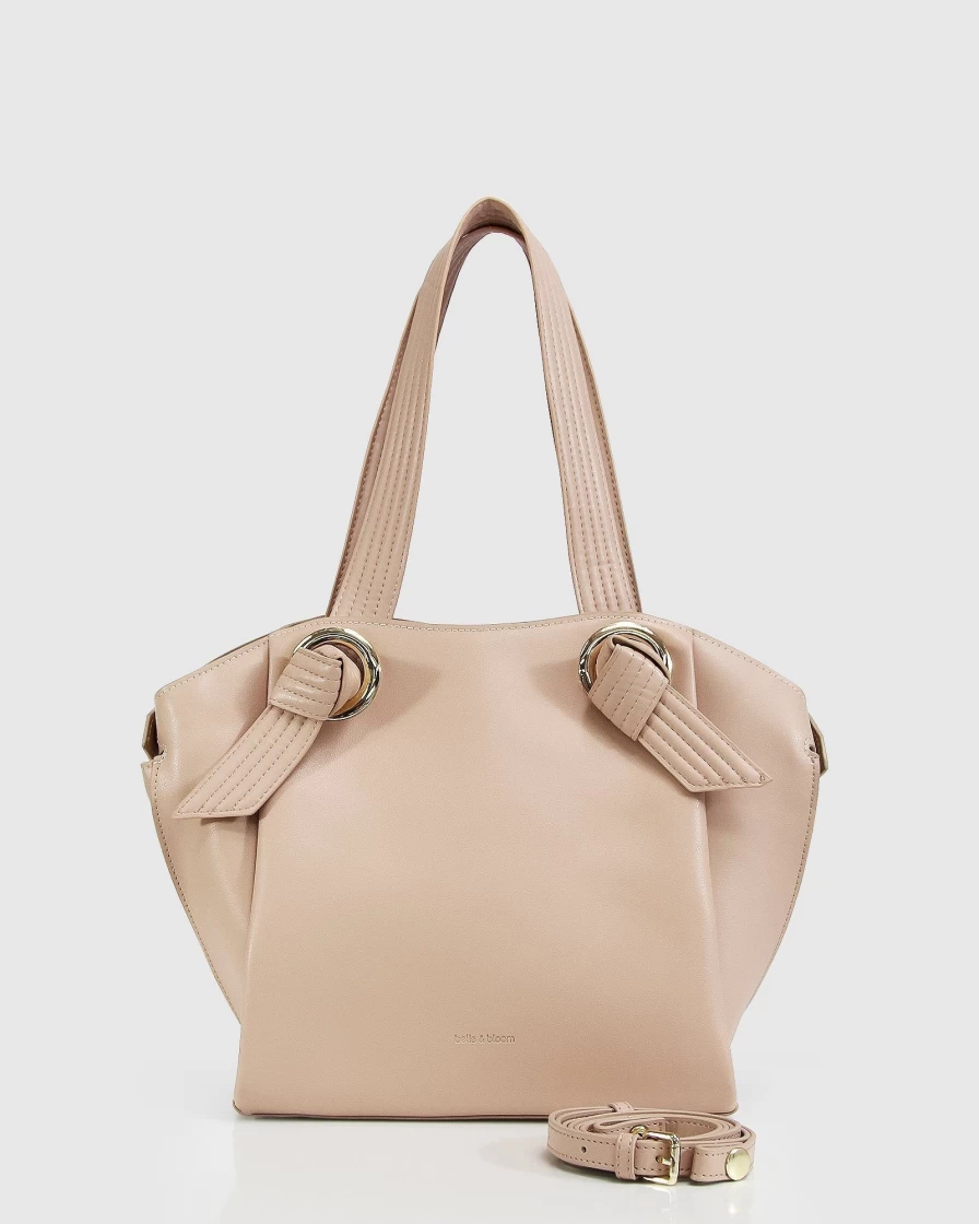 Belle & Bloom Women's Latte Leather Shoulder Bag - Heart of Gold Design