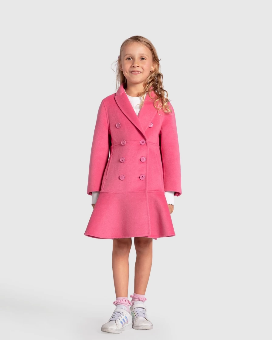 Belle & Bloom Girls' Pink Wool Blend Fitted Coat - Good Manners Style