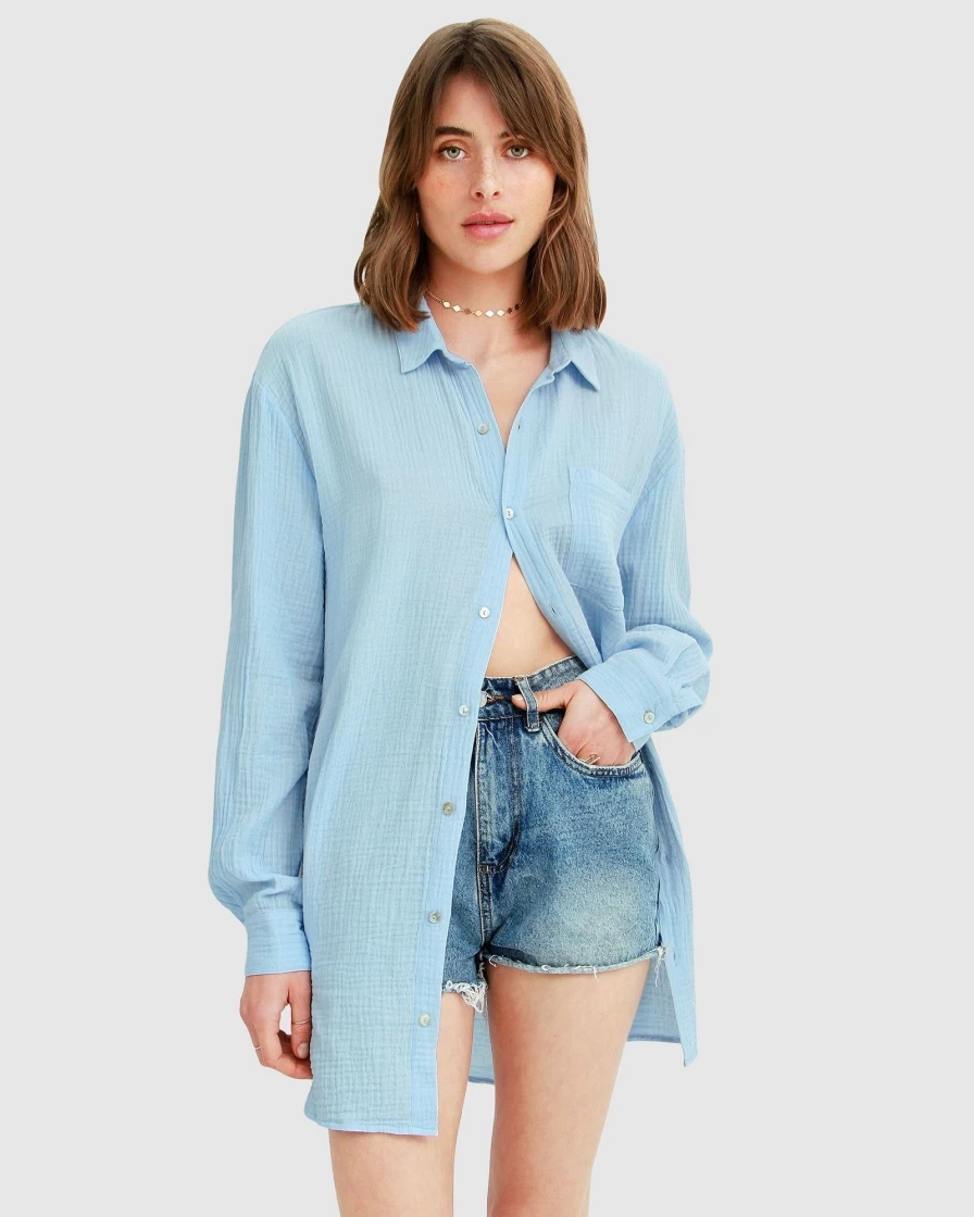 Belle & Bloom Women's Light Blue South Coast Oversized Shirt - Final Sale