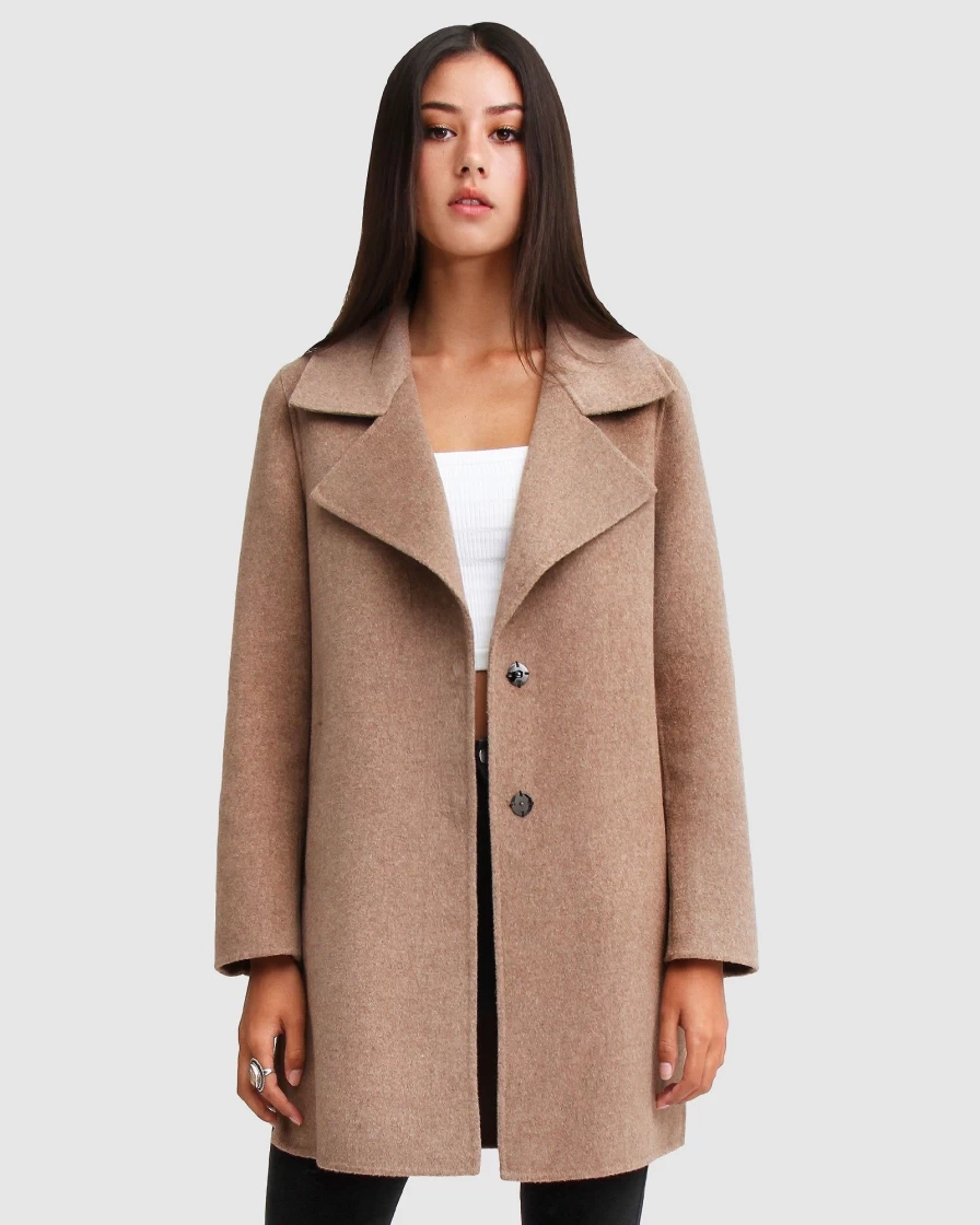 Belle & Bloom Women's Oversized Wool Blend Jacket - New Fit Ex-Boyfriend Style in Oat