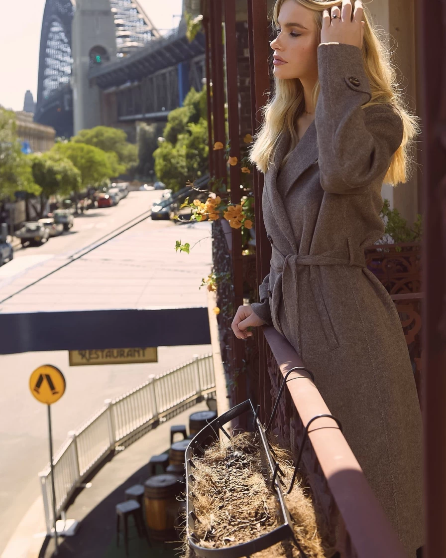Belle & Bloom Women's Front Runner Belted Coat in Walnut - Stylish Trench Coat for Women