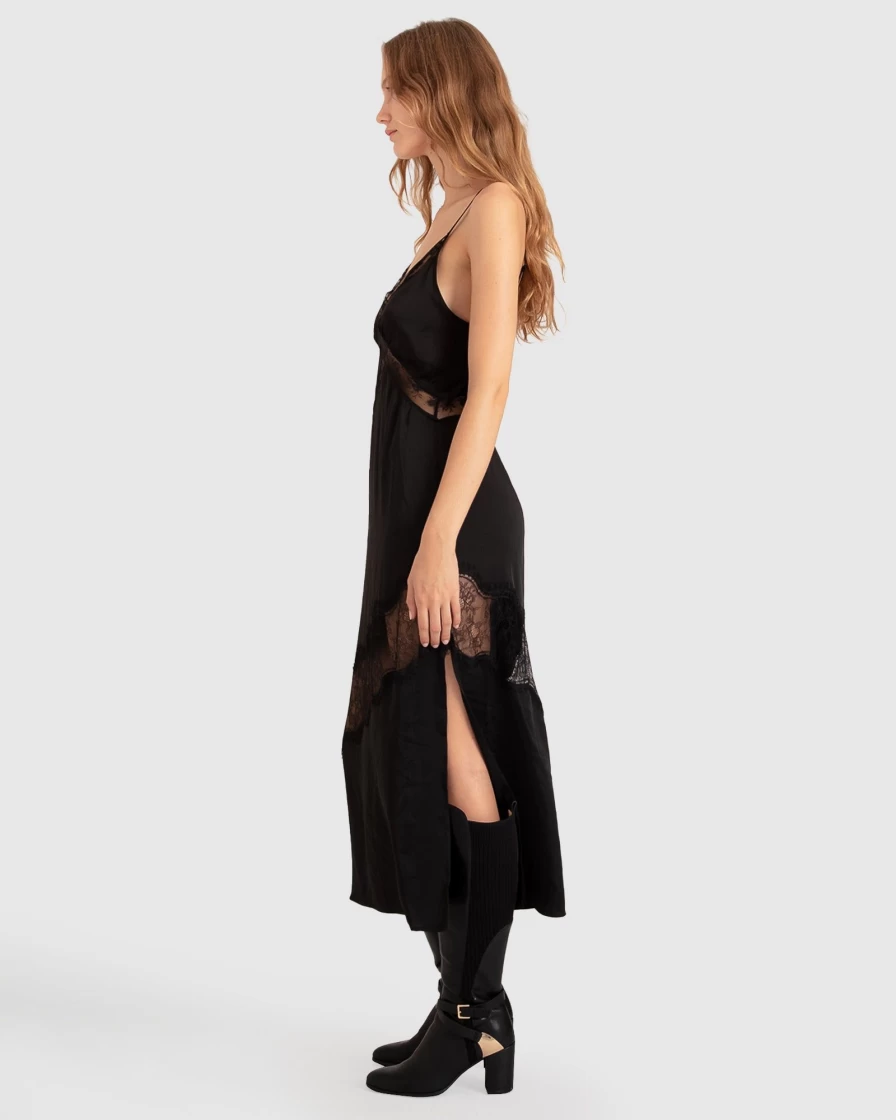 Belle & Bloom Women's Black Lace Slip Dress - Elegant Heavenly Bodies Nightgown